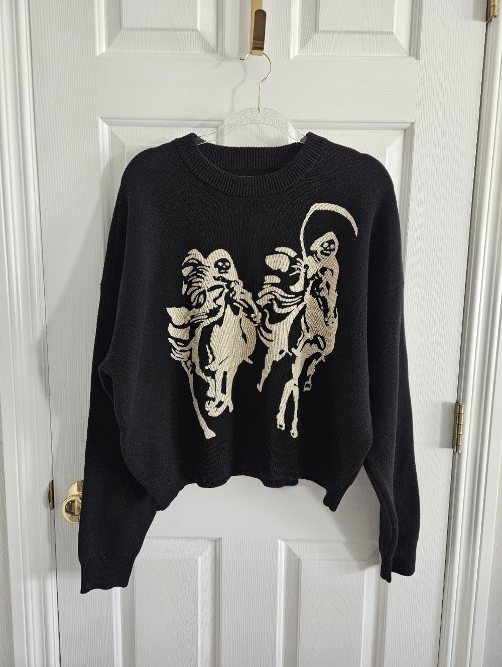 NWOT PacSun/Pacific Sunwear Grim Reaper Knit Sweater - Picture 3 of 11